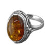 Sterling Silver Cognac Amber Fancy-Edged Oval Ring