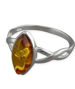 Sterling Silver Cognac Amber Marquis Ring