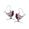 St Justin Robins on branches drop earrings with red enamel