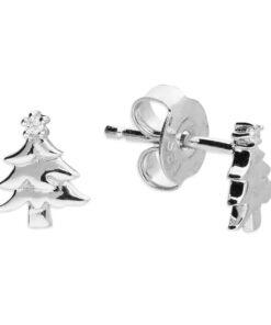 Sterling Silver Cubic Zirconia Christmas Tree Studs by Cornish