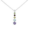 925 sterling silver pendant, adorned with a collection of vibrant gemstones that captivate and dazzle. The rhodium plating ensures lasting shine and brilliance, offering cherished elegance for any occasion.
