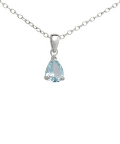 Stunning 925 Sterling Silver Solitaire Pendant. Expertly crafted and adorned with a captivating blue topaz gem stone, this exquisite piece is perfect for celebrating love and special occasions. The rhodium plating ensures a lasting shine, while the prong setting securely holds the blue topaz, enhancing its brilliance.