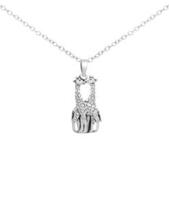 925 Sterling Silver Oxidized Giraffe Pendant. This unique piece captures the elegance and grace of giraffes, making it a perfect addition to any jewelry collection. Crafted with impeccable attention to detail, the oxidized finish enhances its intricate design, giving it a bold and striking appearance. Made from high-quality 925 sterling silver, this pendant promises durability and timeless beauty.