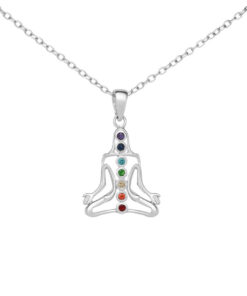925 Sterling Silver Seven Chakras Pendant. This exquisite piece is adorned with vibrant CZ simulated diamonds, each representing one of the chakras. Crafted with precision and finished in lustrous 925 sterling silver, it embodies both beauty and meaning.
