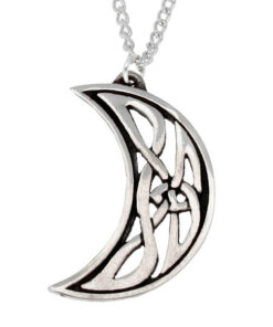 Celtic moon pendant – pewter moon pendant with a cut out Celtic knot design. Comes on an 18″ tin plated curb chain.