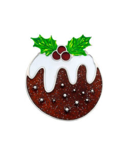 St Justin Christmas pudding brooch