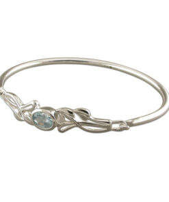 Mackintosh-style oval blue topaz Sterling Silver Bangle