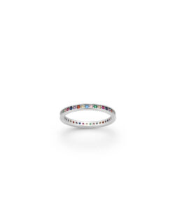 Cornish-925 Sterling Silver Band Ring, Decorated with Colorful CZ Simulated Diamonds