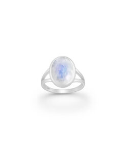 Cornish-925 Sterling Silver Ring, Decorated with Rainbow Moonstone