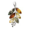 Sterling Silver Pendant adorned with mixed leaf amber elegantly designed to resemble natures beauty.
