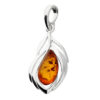 Pendant with a polished 925 sterling silver frame that elegantly wraps around a teardrop-shaped cognac amber gemstone.