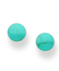925 Sterling Silver circular earrings, adorned with a stunning reconstructed light green turquoise. These push-back earrings blend elegance and sophistication, offering a perfect touch of color to any outfit. Crafted with the finest sterling silver, they are tarnish-resistant for lasting shine. The inlay setting showcases the turquoise beautifully.