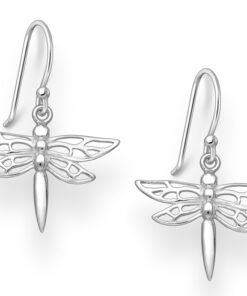 925 Sterling Silver Dragonfly Hook Earrings. Expertly crafted with pure silver plating and an E-coat finish, these earrings offer both elegance and durability. The intricate dragonfly design captures beauty and grace.