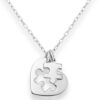 925 Sterling Silver Heart Shape Jigsaw Pendant. Designed to captivate, this pendant merges timeless beauty with the unique puzzle piece motif, crafted from premium 925 sterling silver.