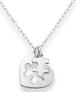 925 Sterling Silver Heart Shape Jigsaw Pendant. Designed to captivate, this pendant merges timeless beauty with the unique puzzle piece motif, crafted from premium 925 sterling silver.