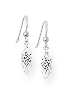 925 Sterling Silver Oval Celtic Knot Hook Earrings. Crafted with precision, these exquisite earrings feature an intricate Celtic knot design, symbolizing endless interconnectedness and tradition. Fashioned from high-quality sterling silver, they offer both durability and a radiant shine.