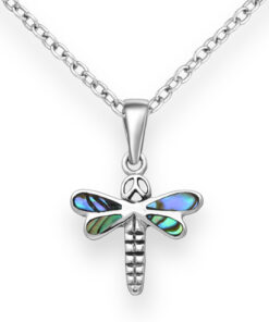 925 Sterling Silver Dragonfly Pendant, exquisitely decorated with shell inlay. This stunning piece combines the elegance of oxidized silver with meticulous craftsmanship, capturing the delicate essence of nature's dragonfly.