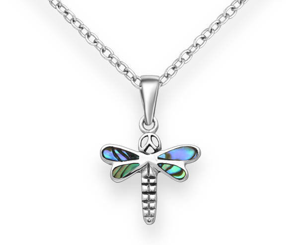925 Sterling Silver Dragonfly Pendant, exquisitely decorated with shell inlay. This stunning piece combines the elegance of oxidized silver with meticulous craftsmanship, capturing the delicate essence of nature's dragonfly.