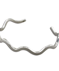 925 sterling silver bracelet features a wavy, open cuff design that adds a playful and artistic flair. The undulating shape creates a unique look