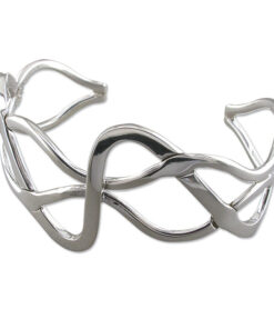 Light abstract solid weave Silver Bangle