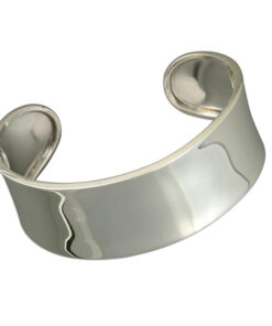 Wide plain dished solid cuff Silver Bangle