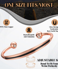 Magnetic Copper Bracelet with black inlay.