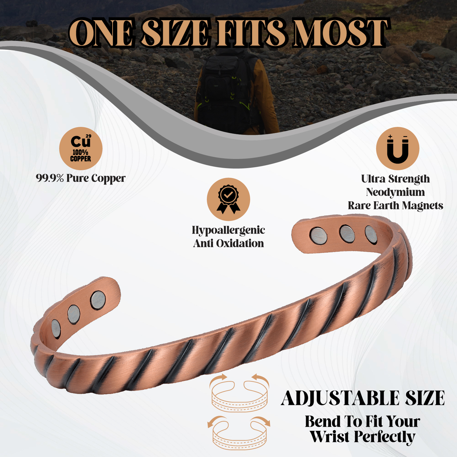 Healing magnetic copper bracelet