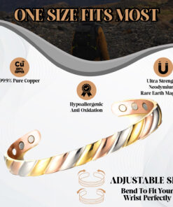Tri colour copper bangle with magnets for healing.