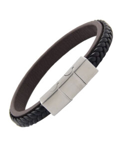 Bio Magnetic Genuine Leather 2 Strand Therapy Bracelet with 2 Ultra Strength Magnets