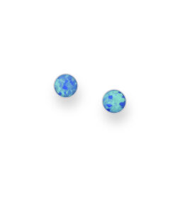 925 sterling silver earrings are adorned with blue lab-created opal