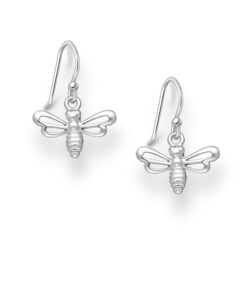 925 Sterling Silver Bee earrings on silver hooks.