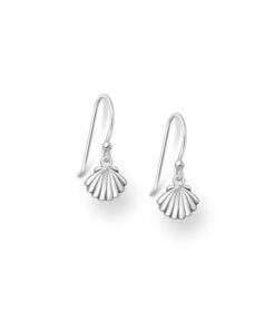 Sterling silver shell shaped drop earrings on silveer hooks