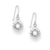 Sterling siver drop earrings flower shaped set with mother of pearl