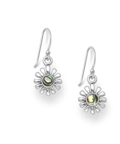 925 sterling silver flower drop earrings set with shell centres