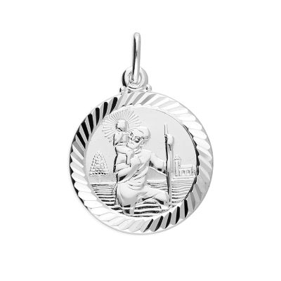 925 sterling silver St. Christopher pendant with detailed engraving and polished finish
