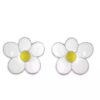 925 sterling silver white enamel daisy stud earrings with yellow centre