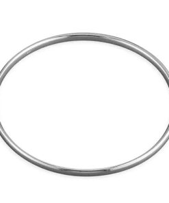 Simple 925 sterling silver bangle bracelet with a slim, smooth, and polished round design.