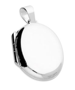925 sterling silver oval locket pendant with polished finish