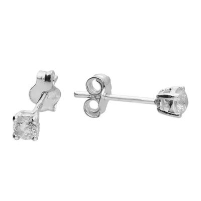 925 sterling silver small round cubic zirconia stud earrings