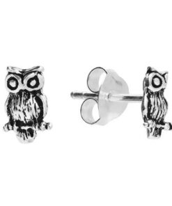 925 sterling silver owl stud earrings with detailed design