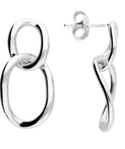 925 sterling silver double oval link stud earrings with polished finish