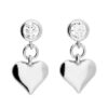 925 sterling silver heart drop earrings with cubic zirconia studs