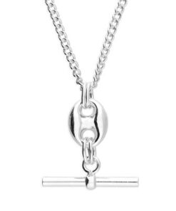 925 sterling silver T-bar pendant necklace with polished finish