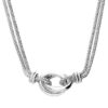925 sterling silver double knot pendant necklace with polished interlocking design