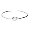 Minimalist 925 sterling silver open bangle bracelet with a central simple knot design and polished finish.