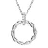 925 sterling silver twisted circle pendant with cubic zirconia stones on chain