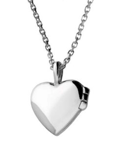 925 sterling silver heart locket pendant on chain – polished finish