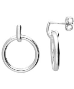 925 sterling silver hoop stud earrings with polished circular design