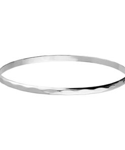 Slim 925 sterling silver bangle bracelet with a subtle hammered texture and polished finish.