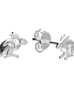 925 sterling silver hare stud earrings with polished detail
